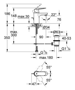 Змішувач для умивальника GROHE EUROSMART Cosmopolitan 32825000 фото