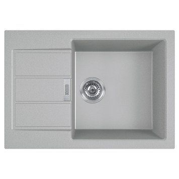 S2D Slim 611-62, кухонна мийка Franke, тектонайт, сірий, вентиль-ексцентрик 3 1/2" і сифон у комплек 143.0631.682 фото