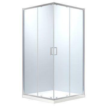 Душова кабіна HEVIZ квадратна 90*90*195 см (скло+двері) розсувна, скло прозоре 6мм, профіль хром 599-077/1 фото