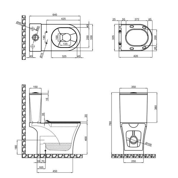 Унітаз-компакт Q-TAP Presto Rimless підлоговий з сидінням Slim Duroplast/ Soft-close/ Quick relase 39876 фото