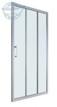 Душові двері LEXO EGER 100*195 см, 3 секції, профіль хром, скло прозоре 6мм 599-810/1 фото