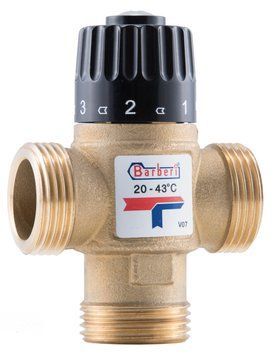 Триходовий клапан термостатичний 20-43&deg;С dn25 (G 1"M) Barberi, Kvs=2.5 V07M250BA фото