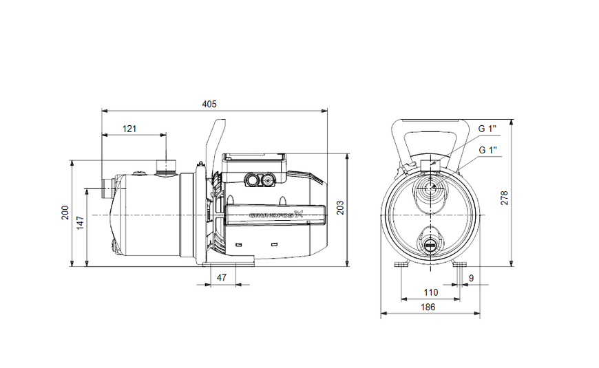 Насос водопостачання GRUNDFOS JP 4-47 1x230V 50Hz 1,5m 99458767 фото