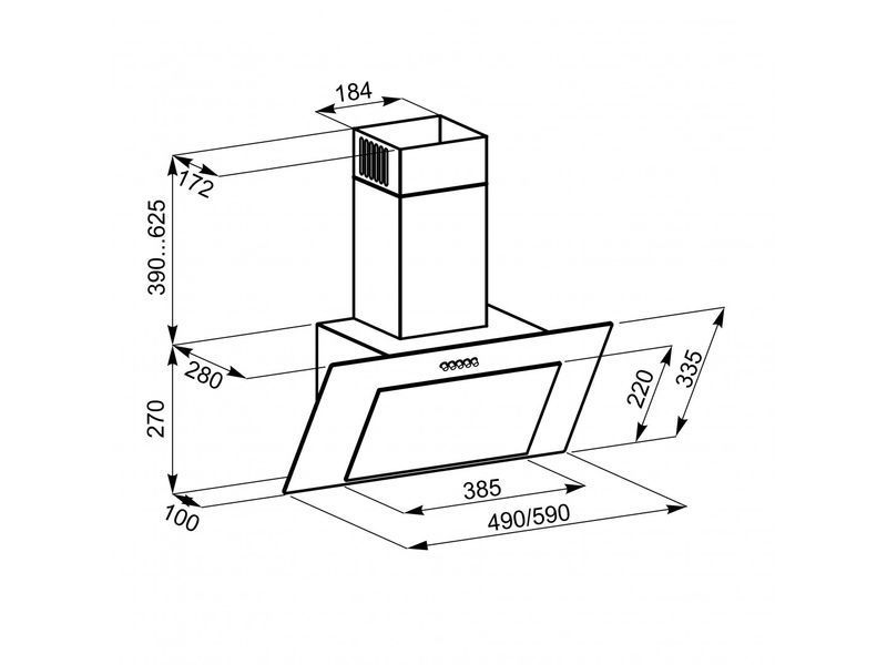 Витяжка купольна ELEYUS VERTICAL 700 60 BL 60 см 700 м3/г чорна 4820212112164 фото