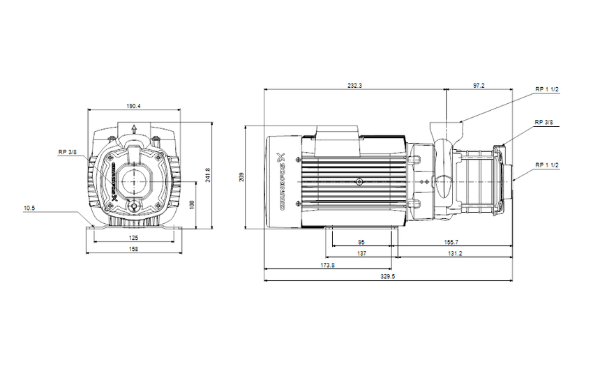 GRUNDFOS CM10-1 A-R-A-E-AQQE F-A-A Без бака 97516577 фото