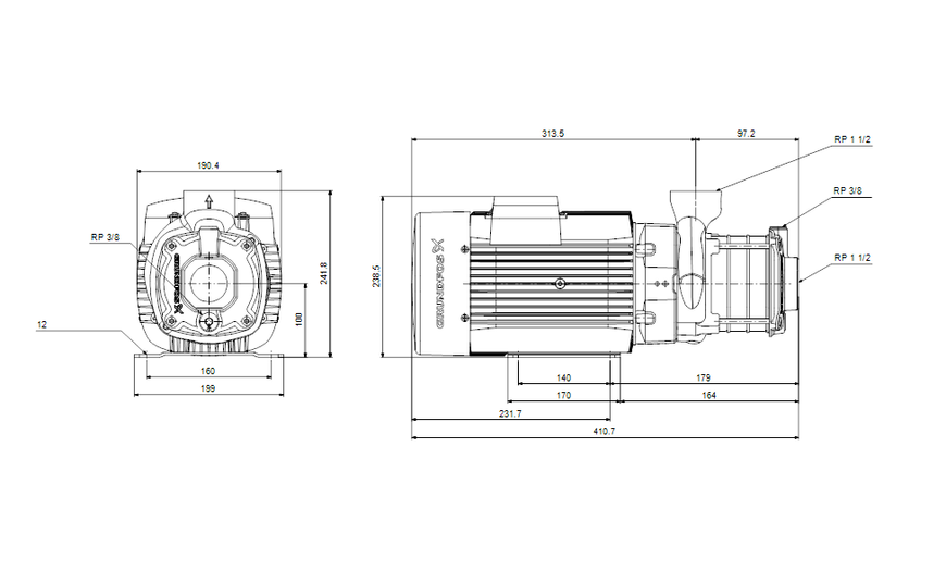 GRUNDFOS CM10-2 A-R-A-E-AQQE C-A-A-N Без бака 96943344 фото